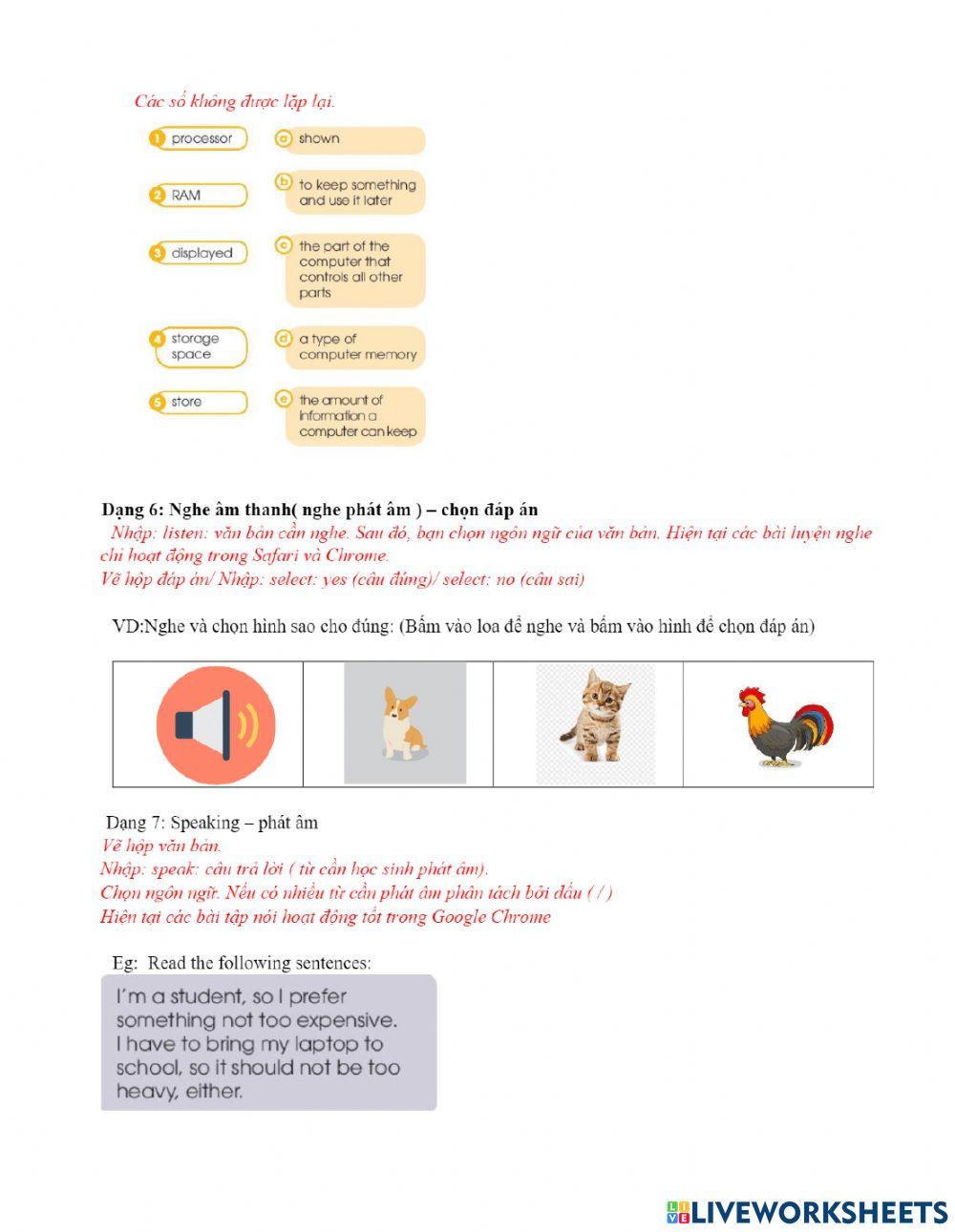 Live worksheet interactive activity for 12 Live Worksheets