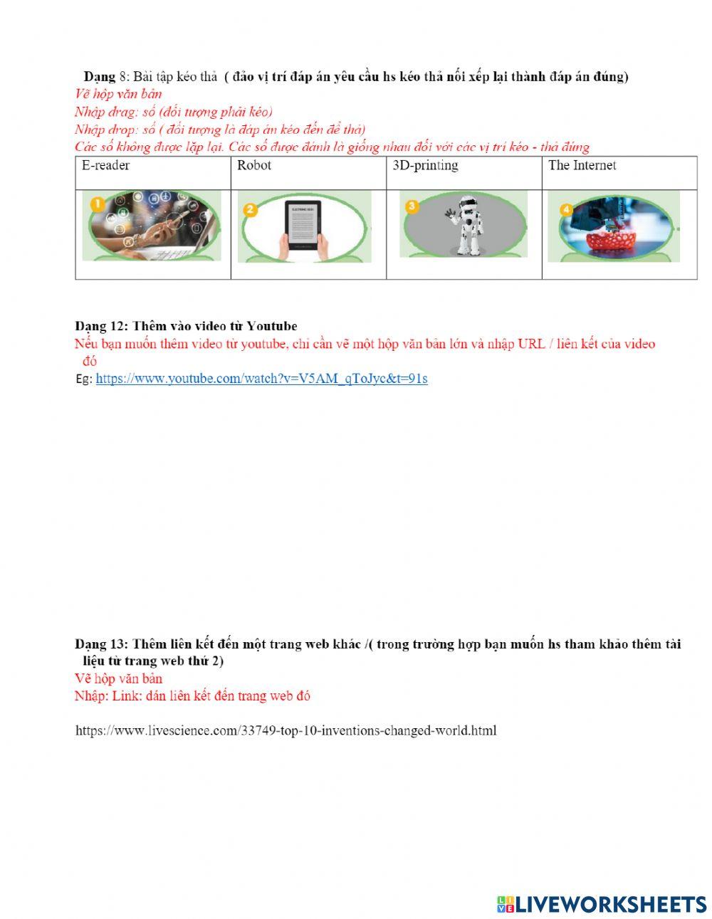 Live worksheet interactive activity for 12 Live Worksheets