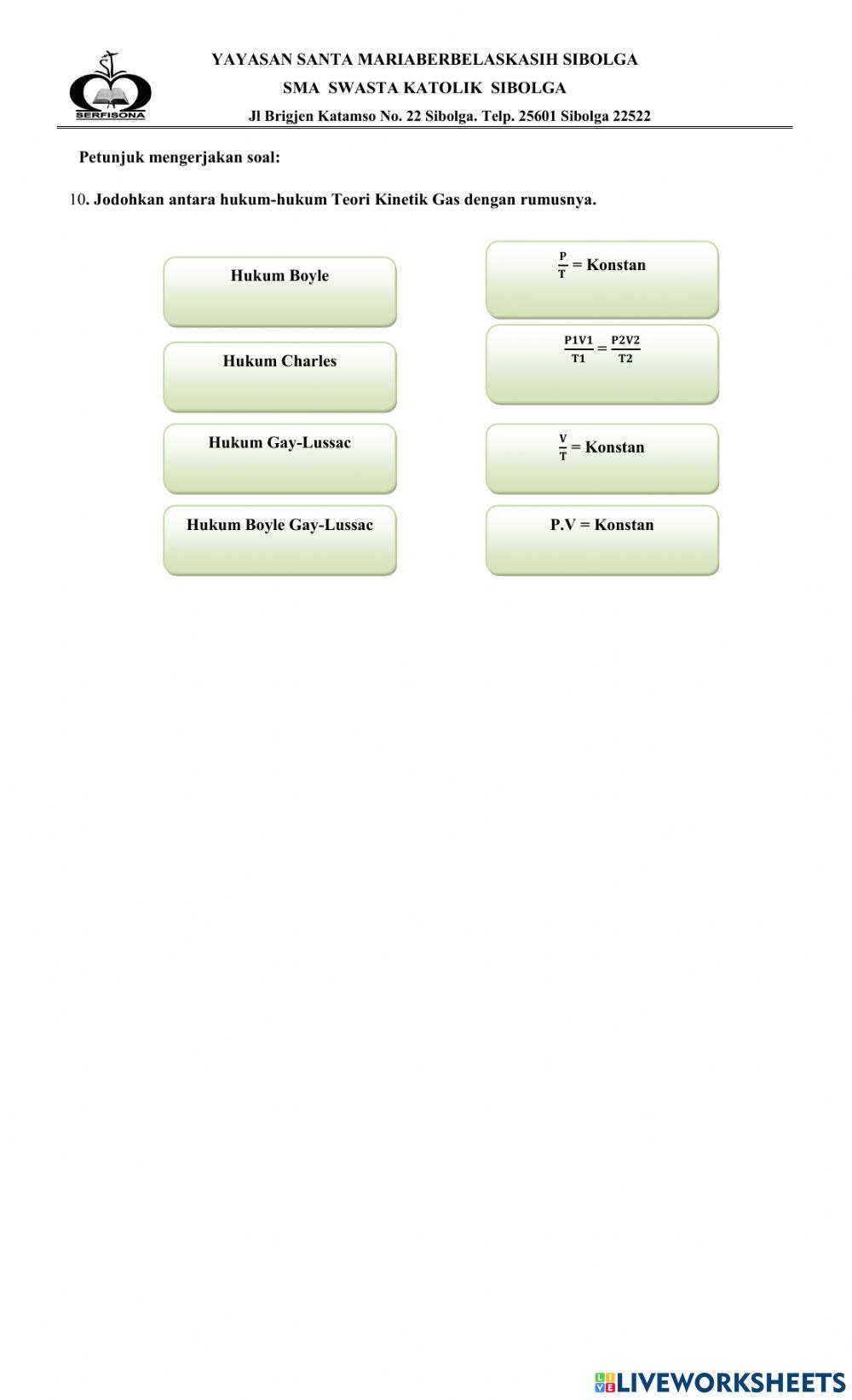 Penilaian Tengah Semester (PTS) Genap kelas XII IA Fisika