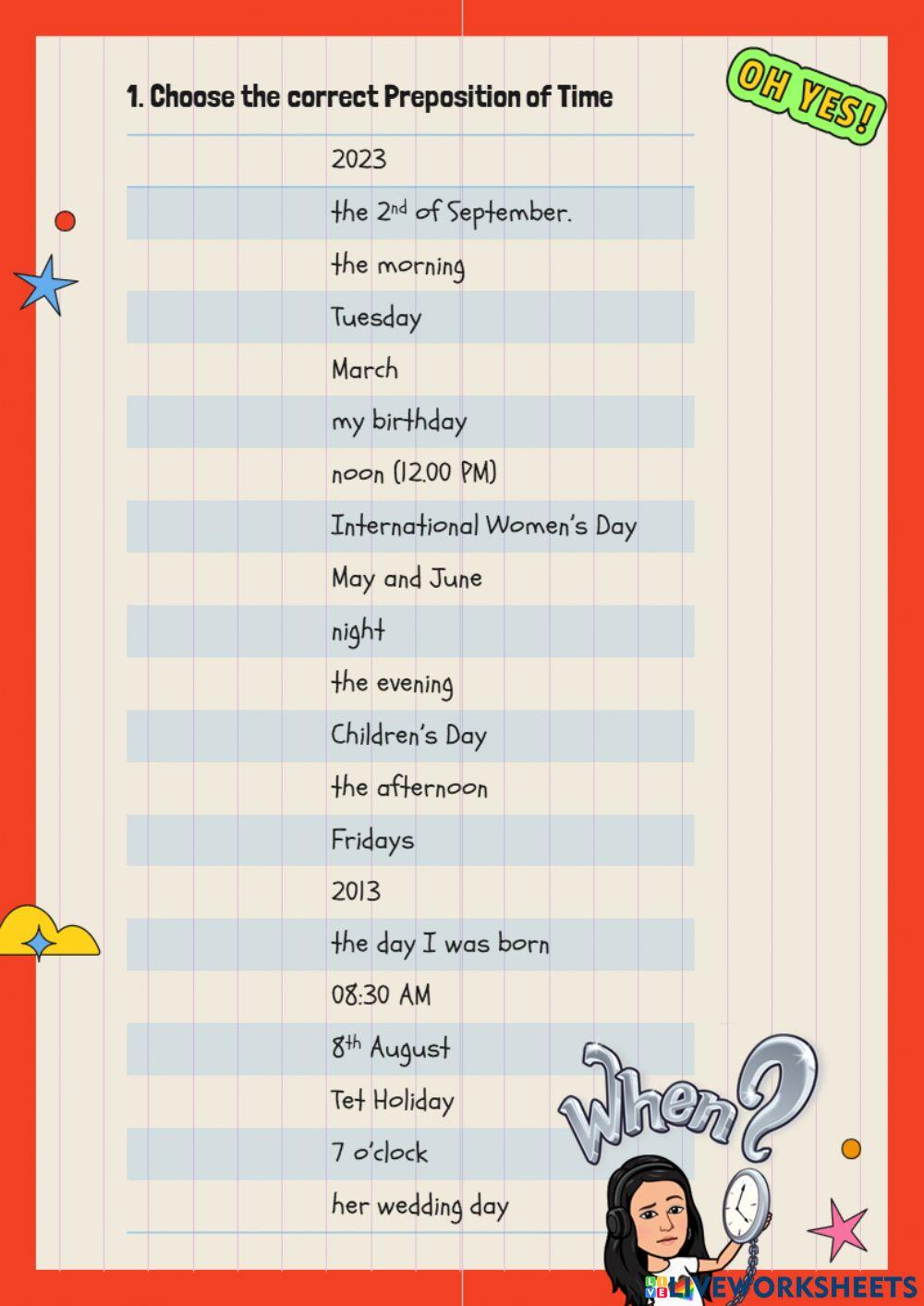 Prepositions of Time