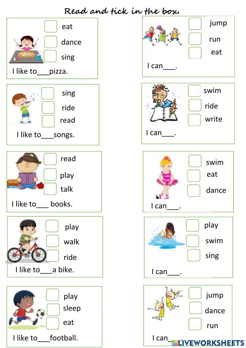 Action verb free online exercise Live Worksheets