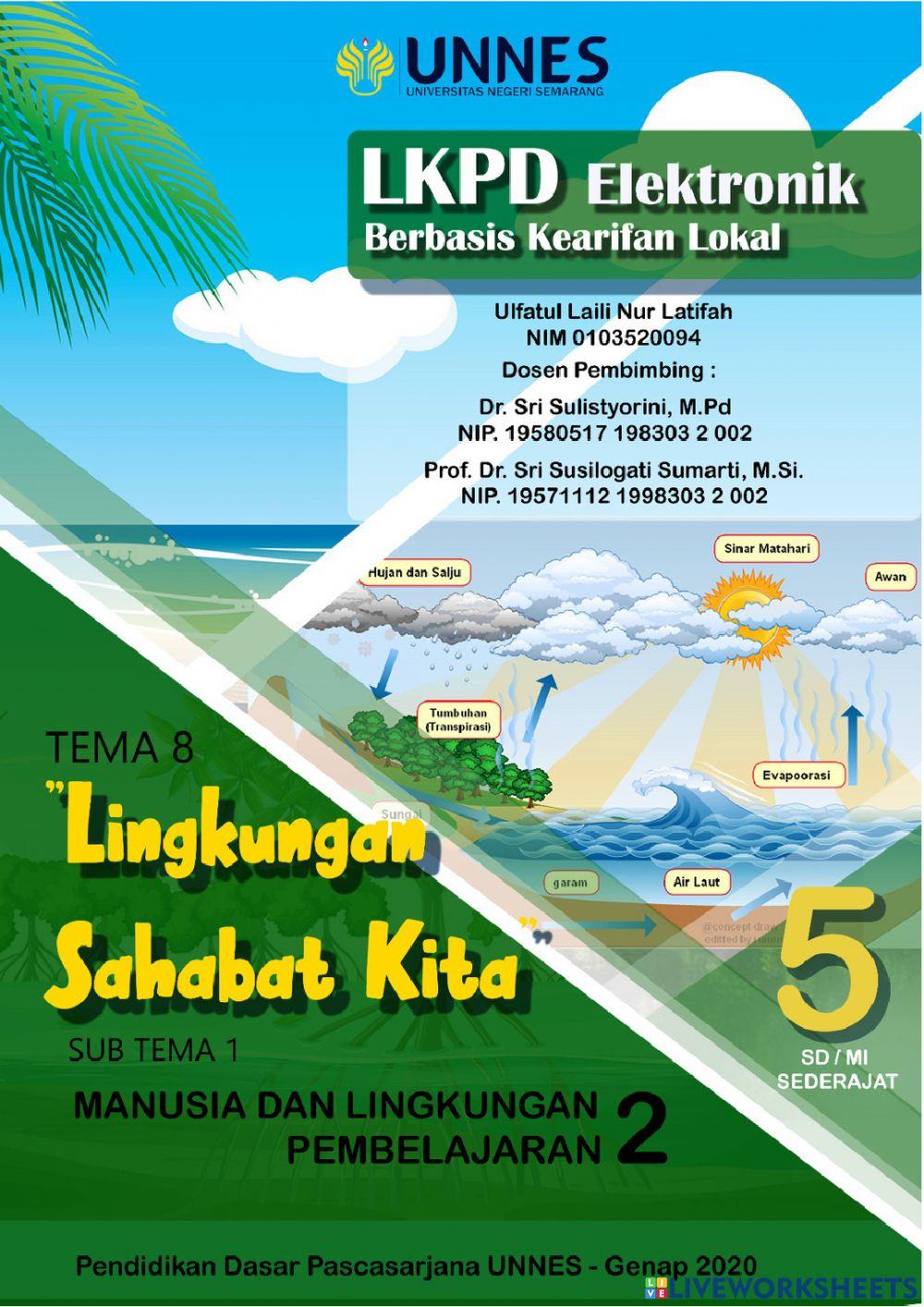 Pretest LKPD Elektronik Berbasis Kearifan Lokal Tema 8 Sub Tema 1 Pembelajaran 2