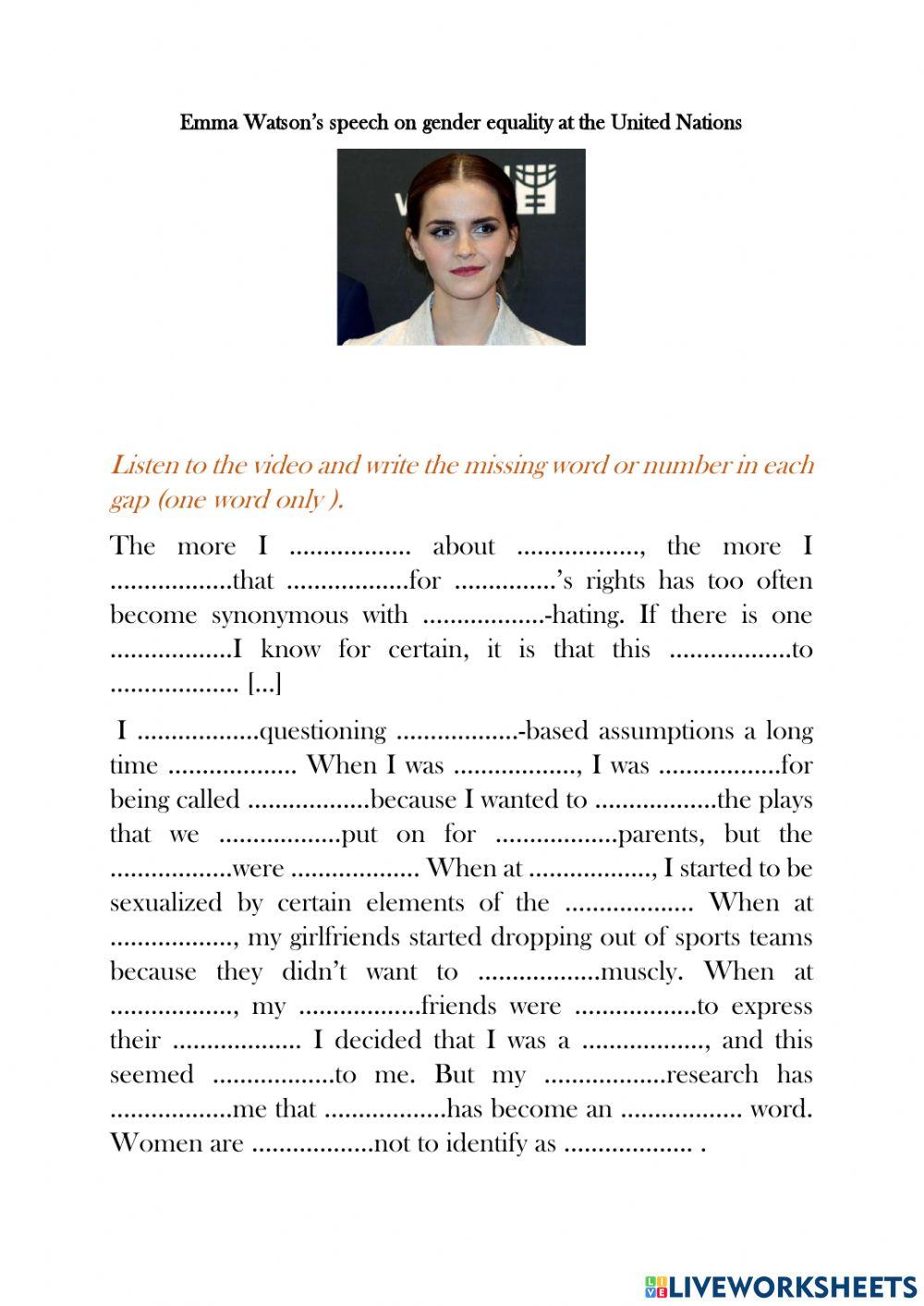 Emma's Watson's speech about gender equality