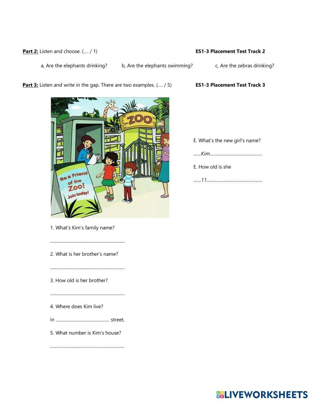 English Smart 1-3 - Placement Test