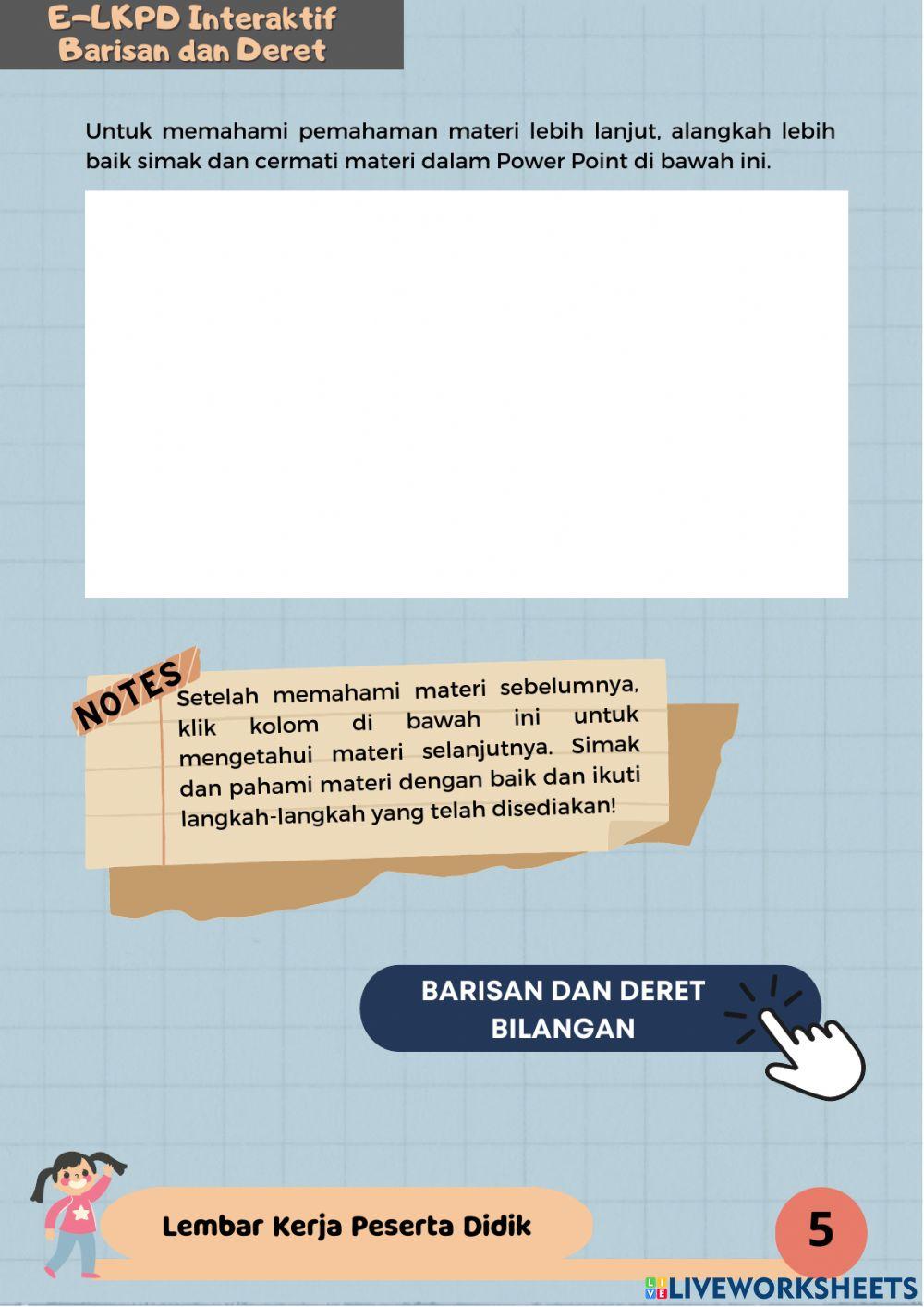 E-lkpd interaktif barisan dan deret