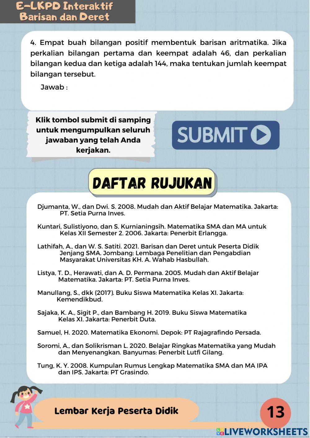 E-lkpd interaktif barisan dan deret