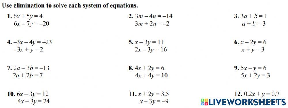 Solving Equations by Elimination