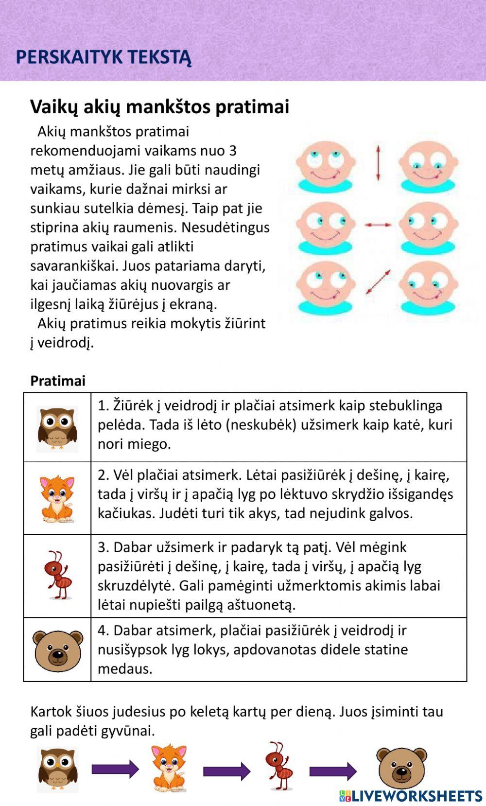 L.K.4 Vaikų akių mankštos pratimai.