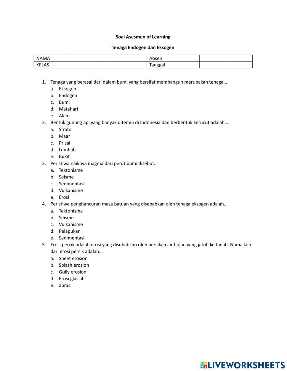 Tenaga endogen dan eksogen