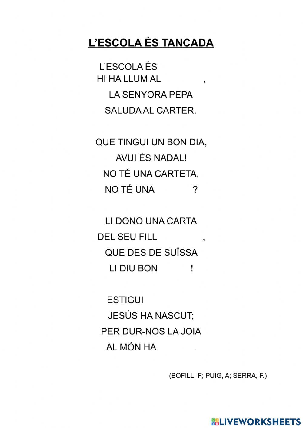 Poema: L'escola és tancada