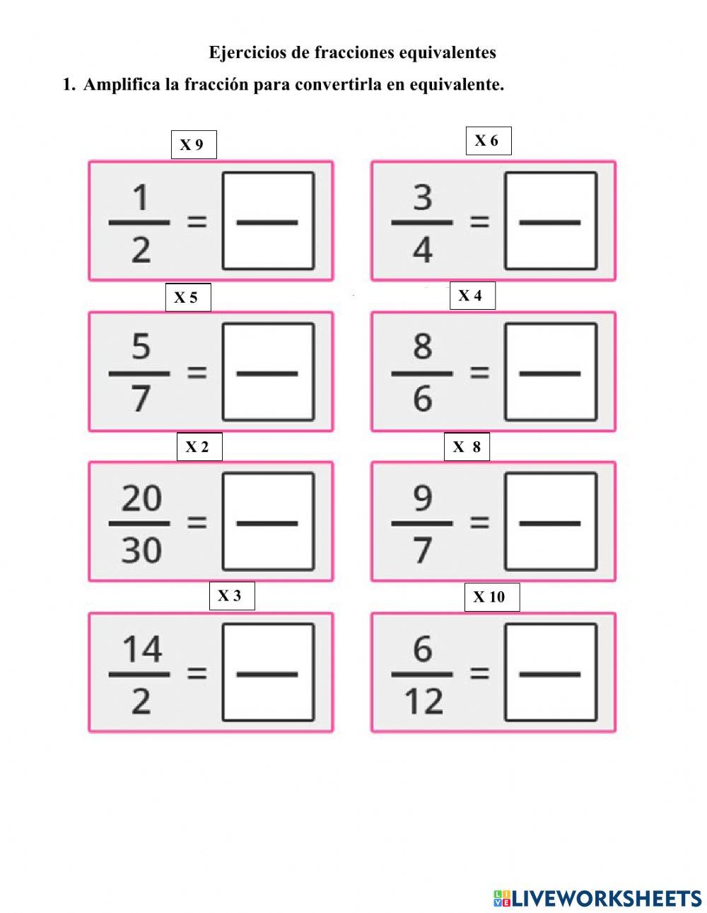 Fracciones equivalentes por amplificacion