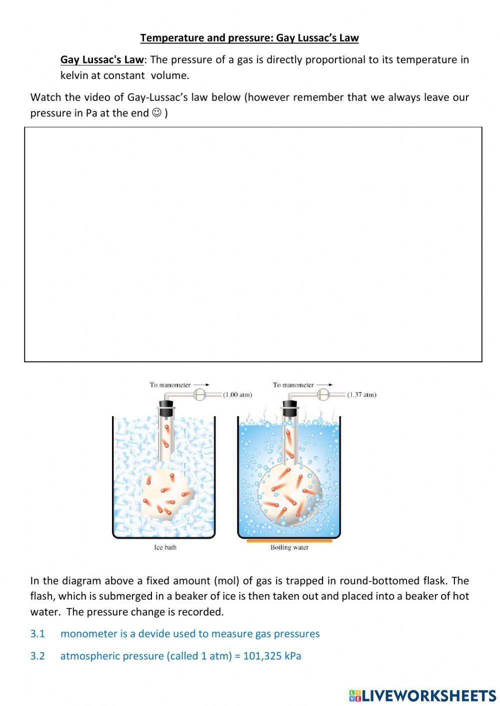 Gas Laws project revision 2 worksheet | Live Worksheets