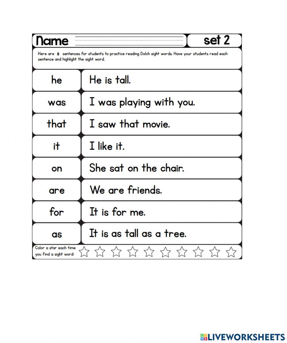 Sight Words Reading Practice - List 02