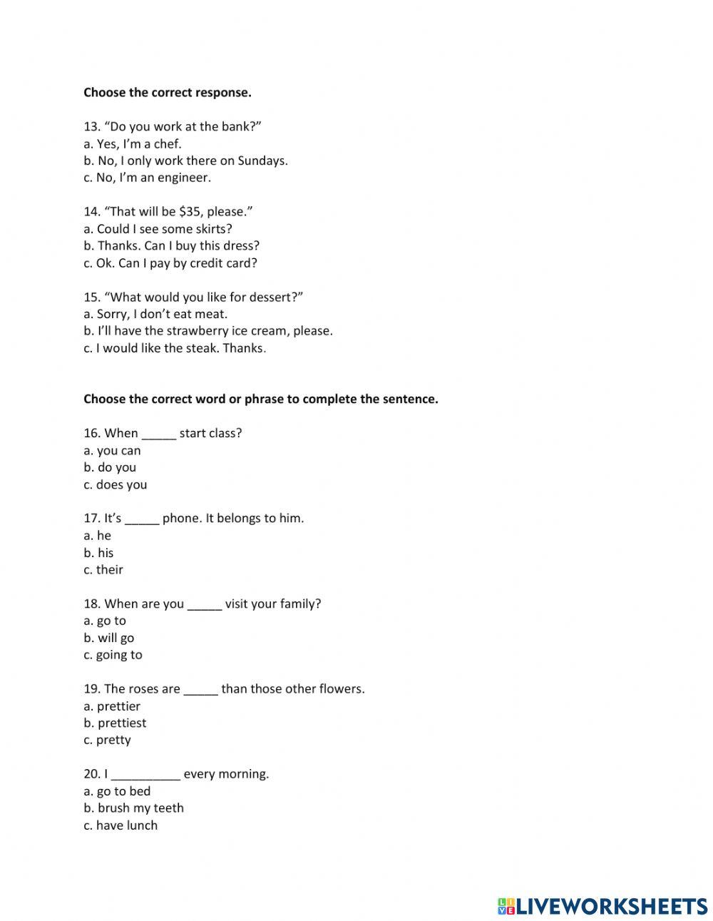 Placement test 7 y 8