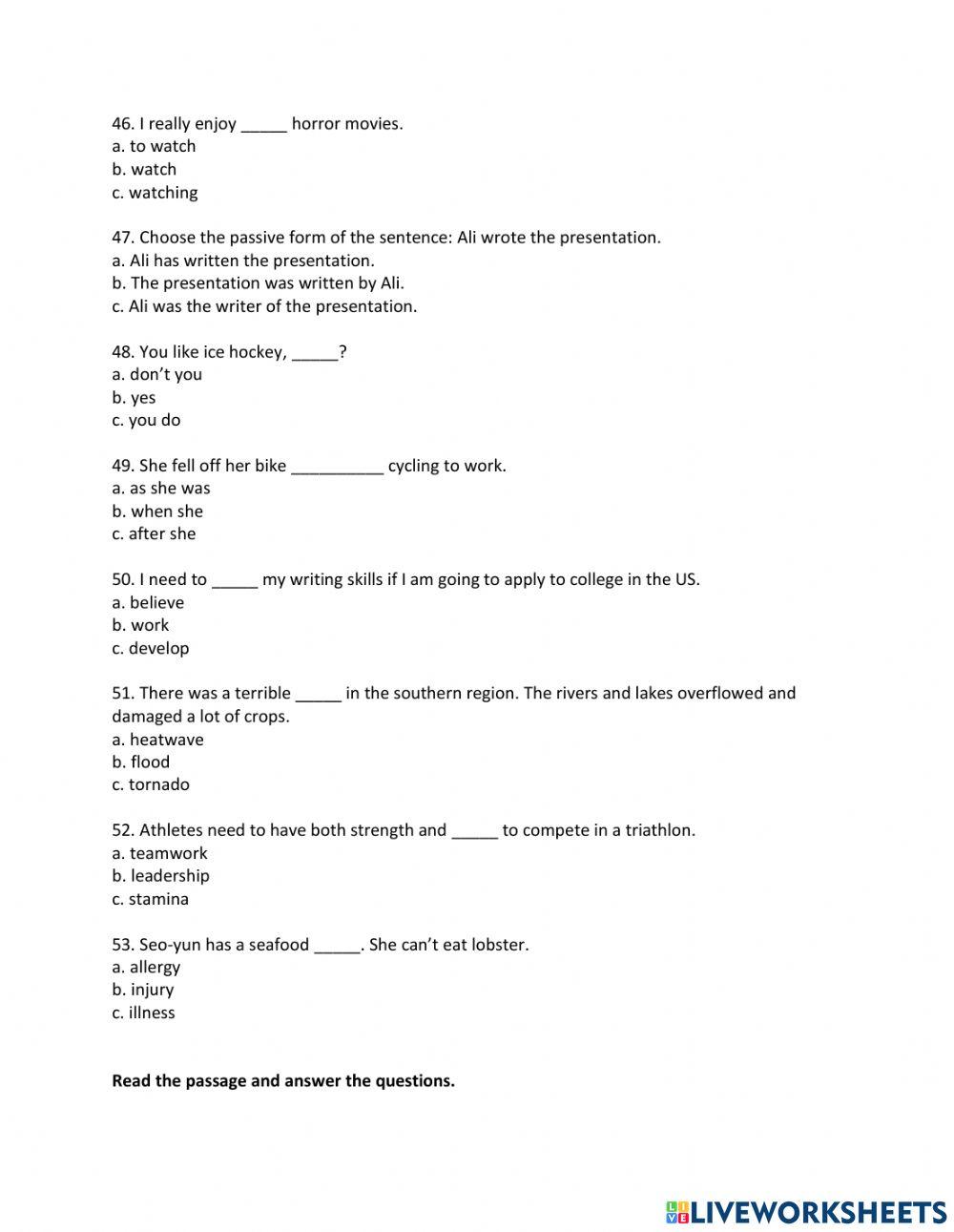 Placement test 7 y 8