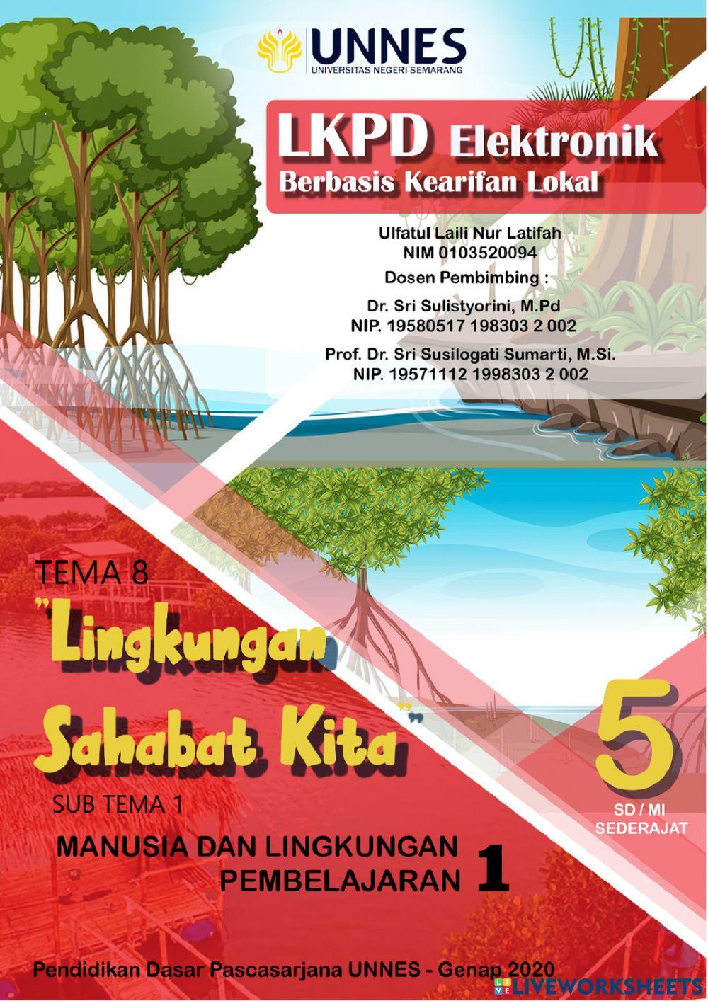 Pretest LKPD Elektronik Berbasis Kearifan Lokal Tema 8 Sub Tema 1 Pembelajaran 1
