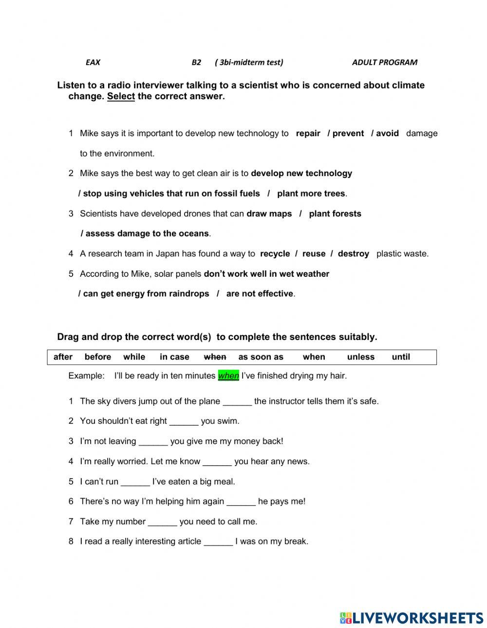Adults - b2 -6 am -  midterm test - m 3