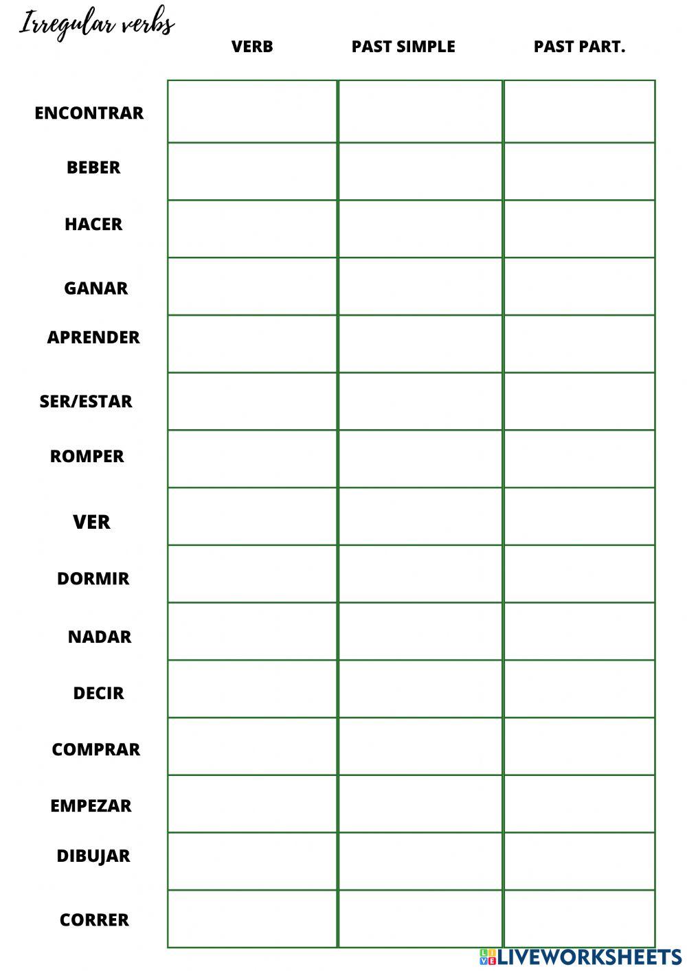 Irregular verbs