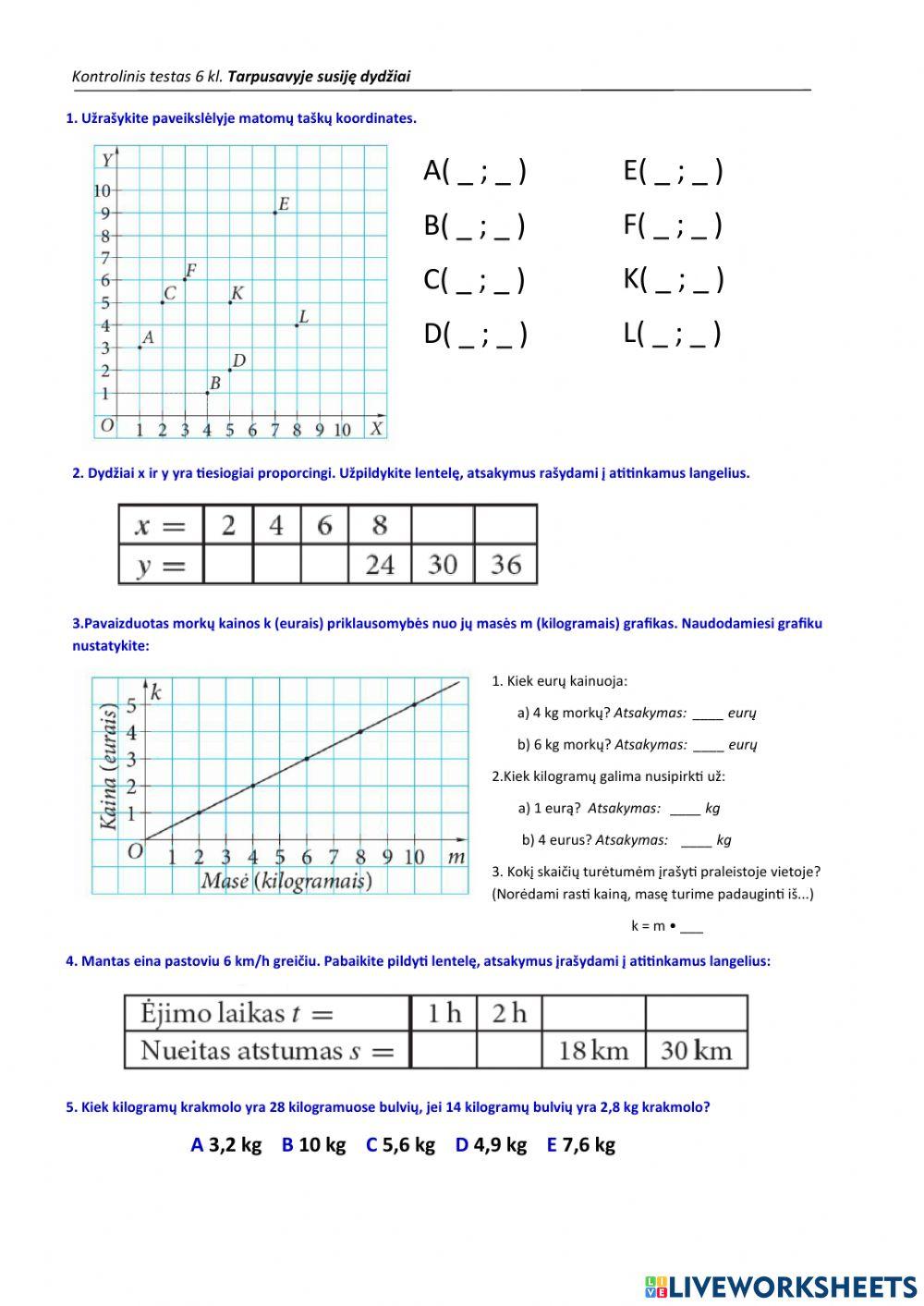 K.D. Tarpusavyje susiję dydžiai 6 kl.