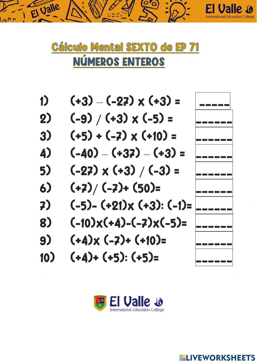 Cálculo mental 6º ep 71