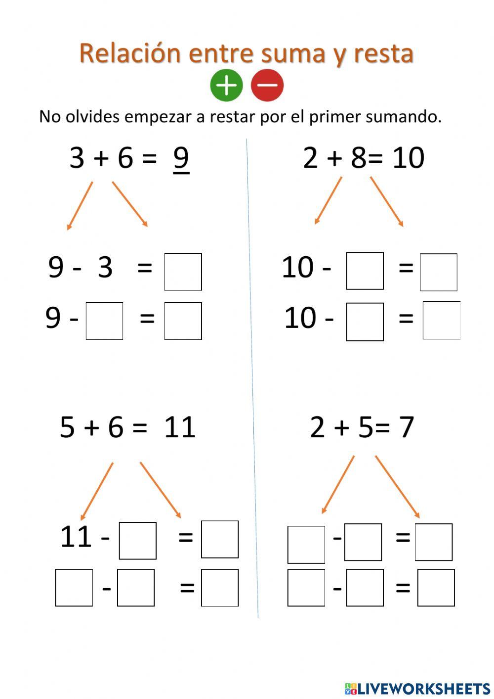 Relación entre suma y resta