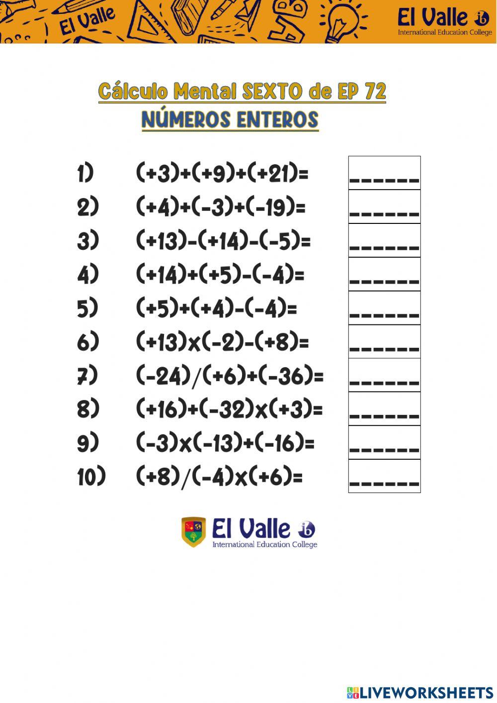 Cálculo mental 6º ep 72