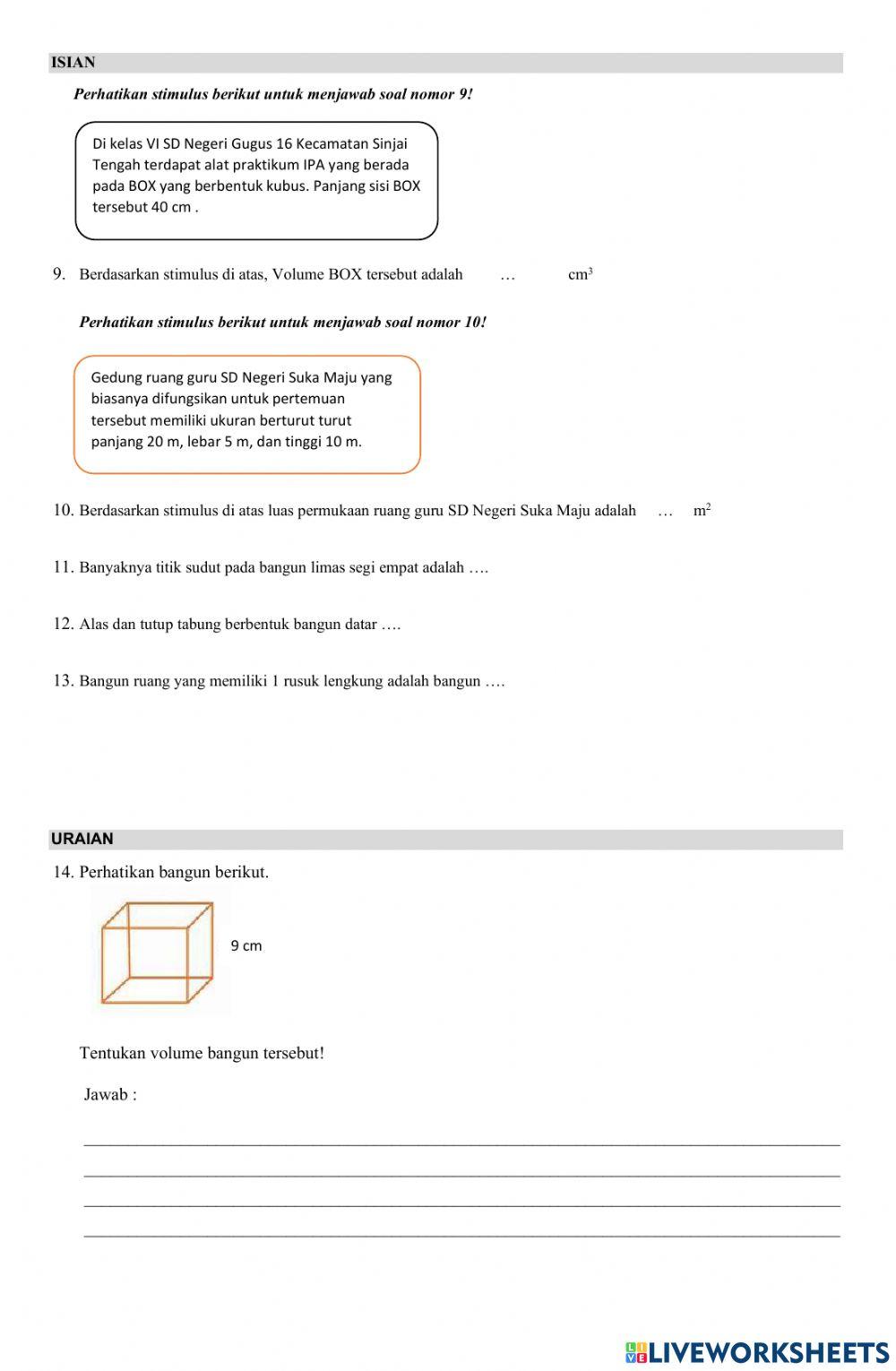 SOAL PTS MATEMATIKA Gugus 16