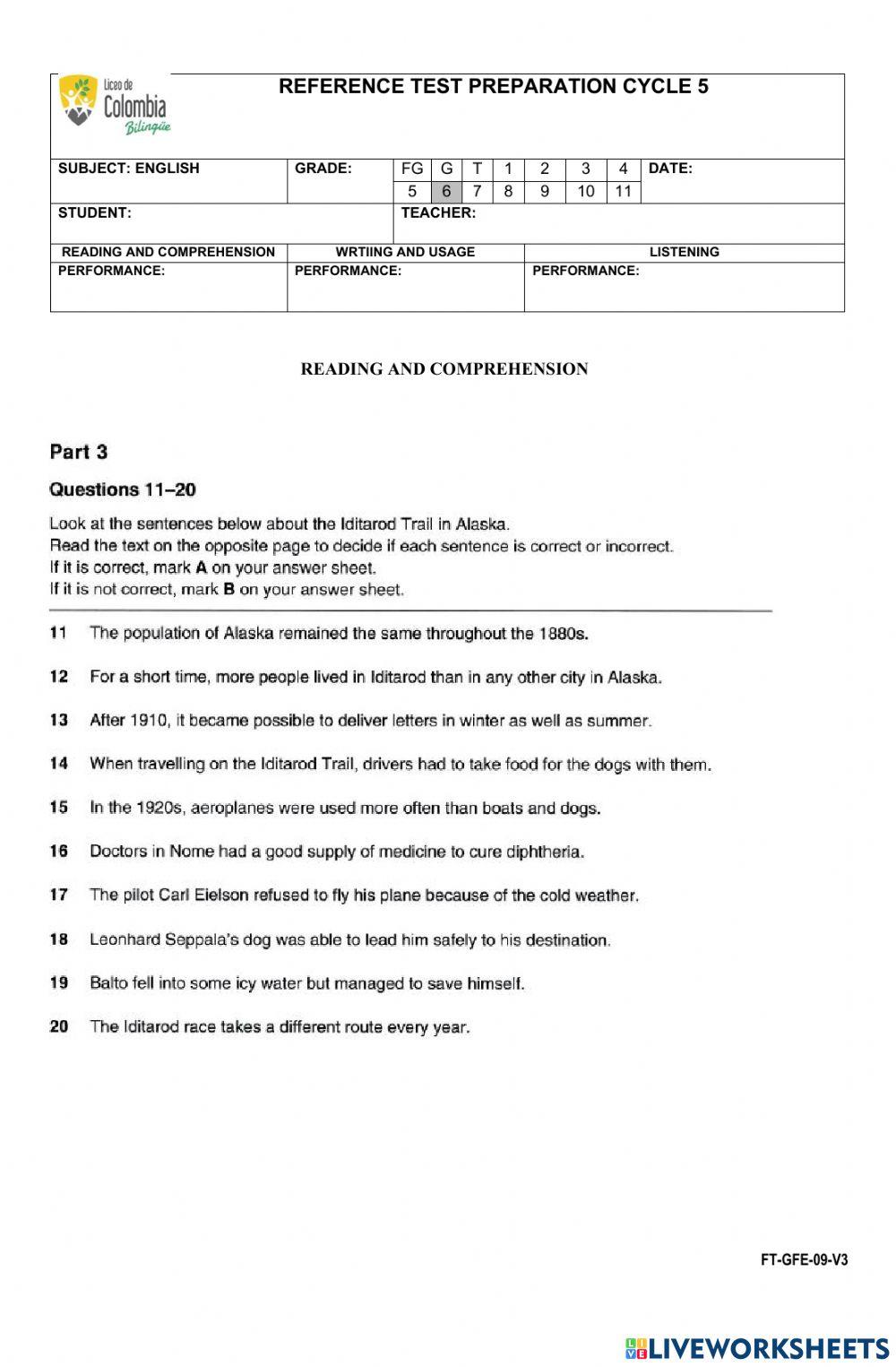 Reference test cycle 5
