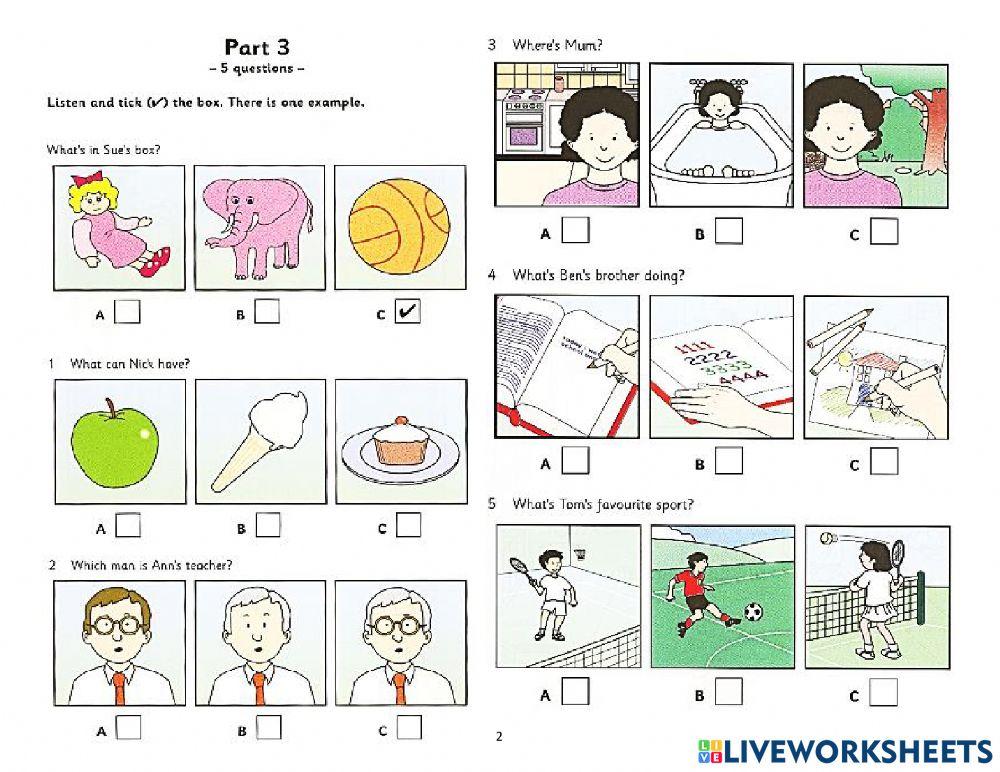 Starters 5(old)-Test1 Listening