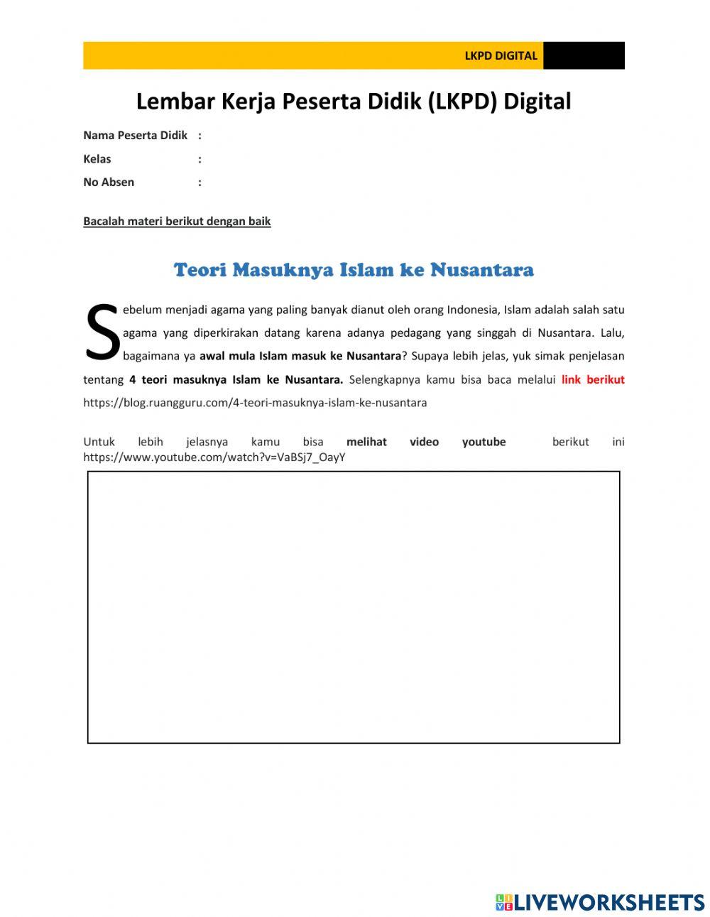 LKPD Teori masuknya Islam ke Indonesia