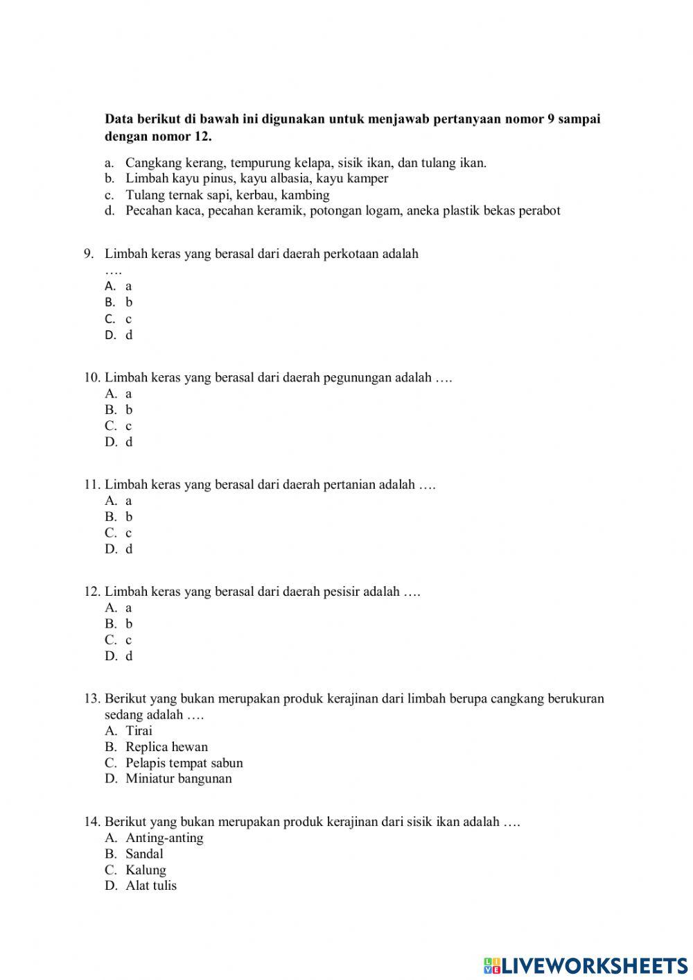 PTS Genap Prakarya kelas 8