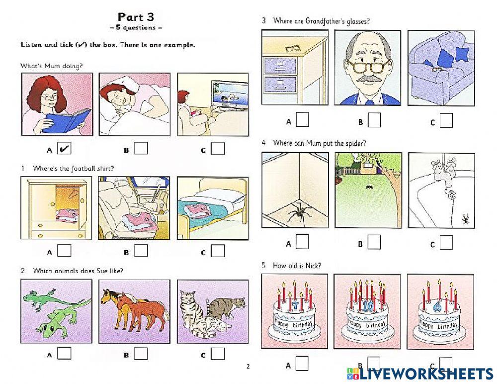 Starters 6(old)-Test2 Listening