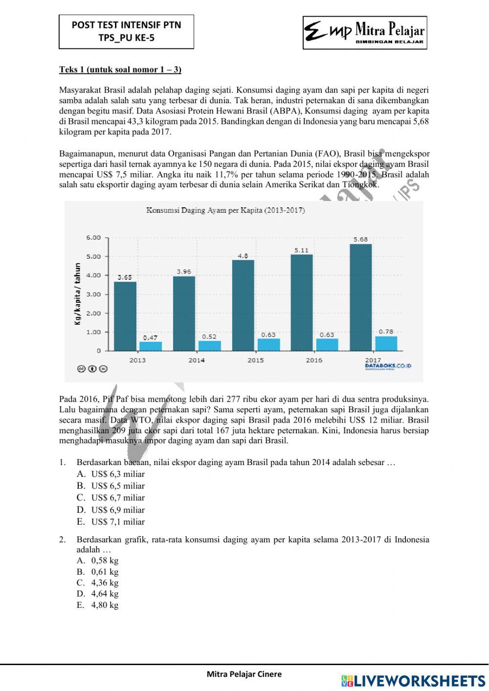 Posttest intensif snbt pu 5