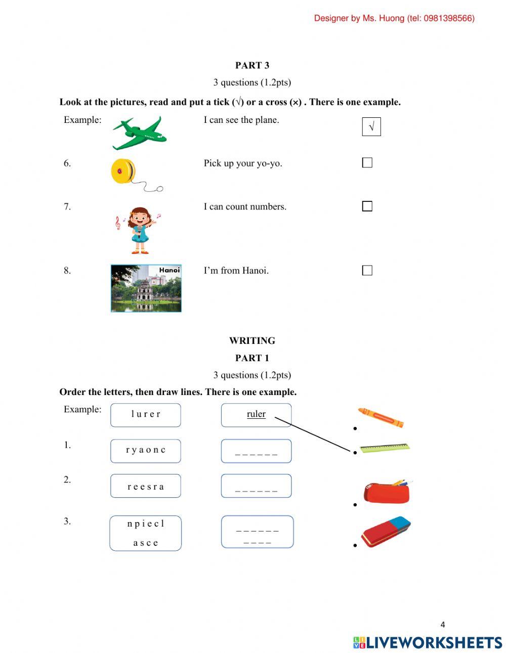 Unit test 9: Grade 2 - I learn smart start (designer by Ms. Huong)