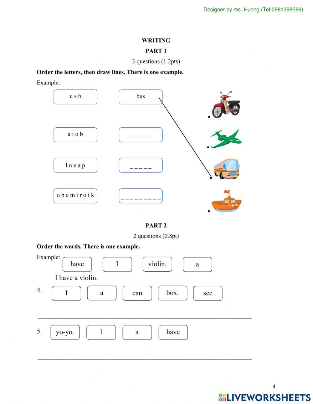 Unit test 8: Grade 2-ISS (Designer by Ms.Huong)