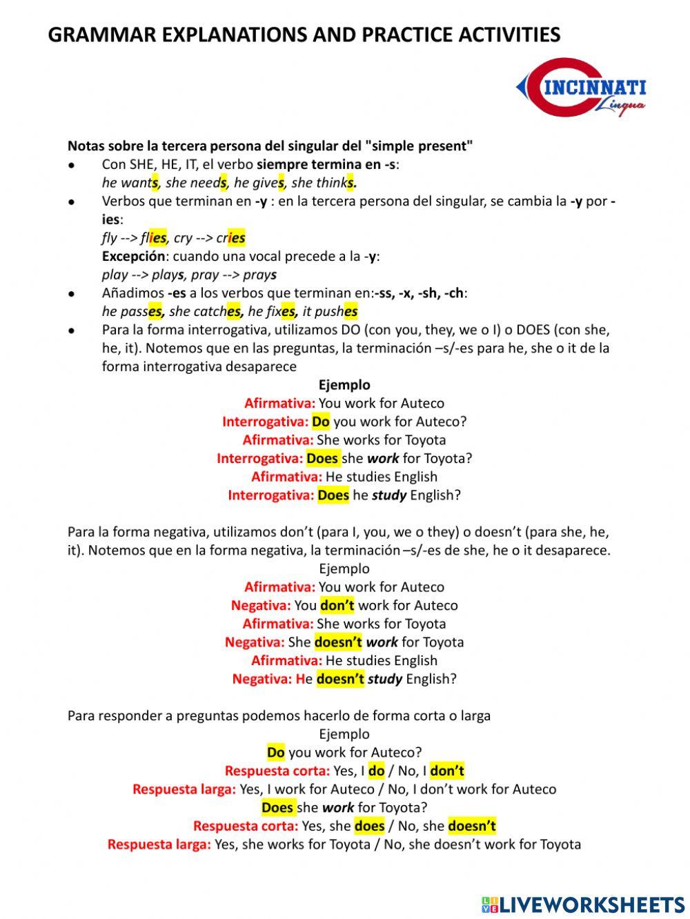 Simple present - explanation