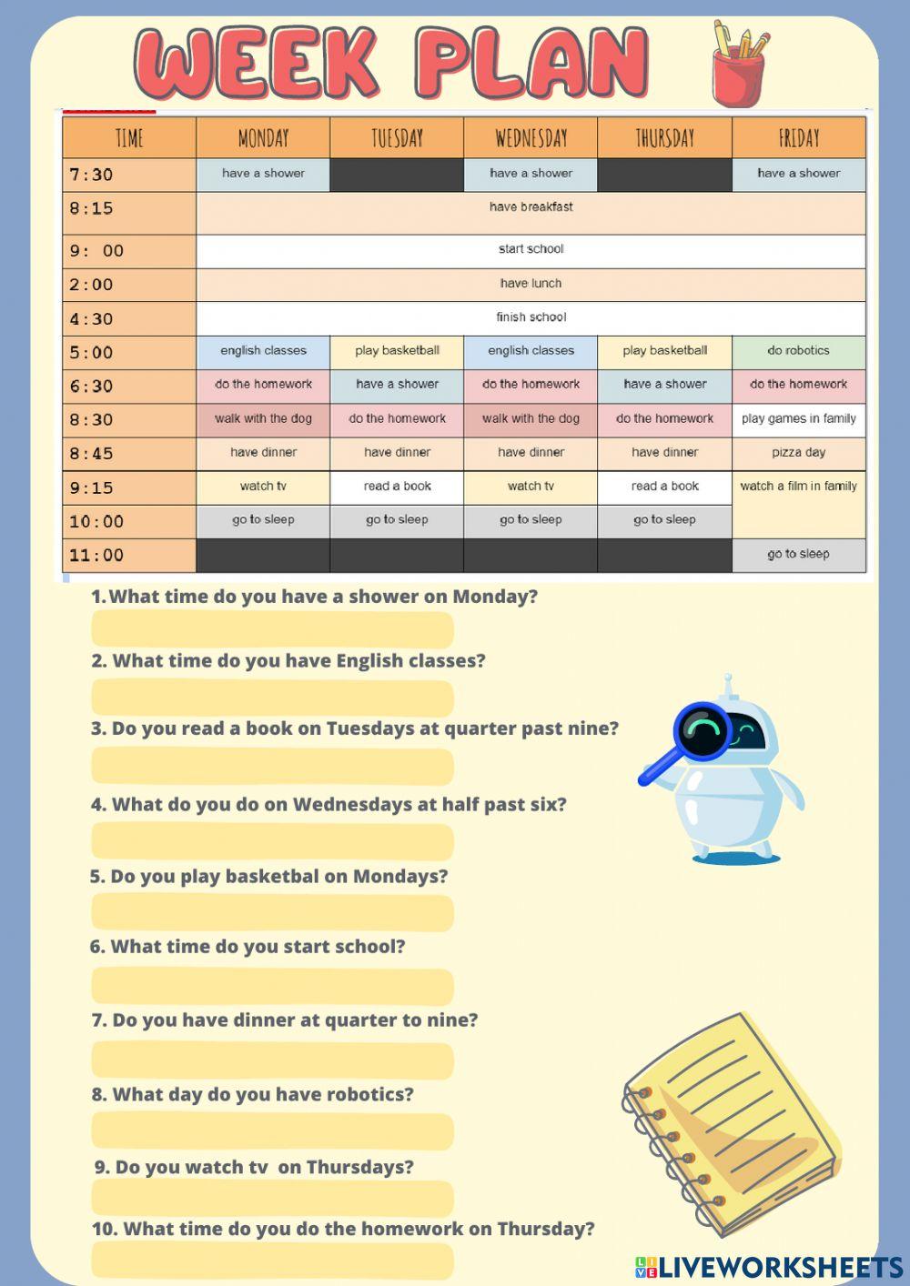 reading-timetable-bescude-live-worksheets