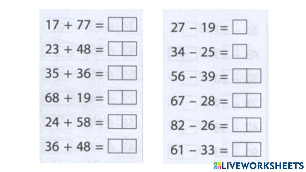 Додавання і віднімання двоцифрових чисел