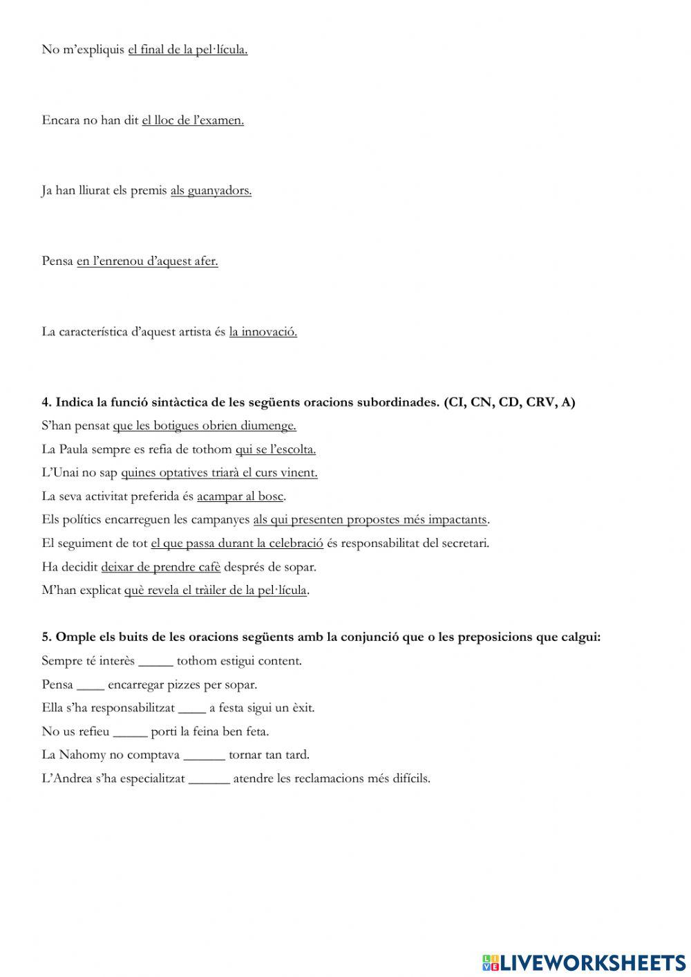 Oració subordinada substantiva