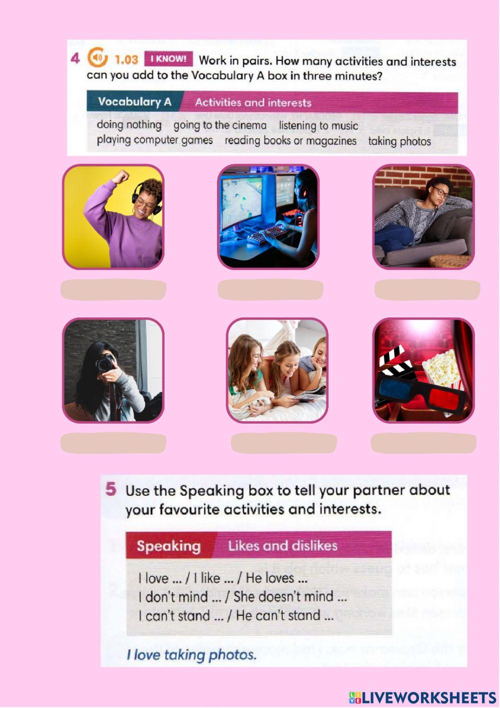 Free time - likes and dislikes