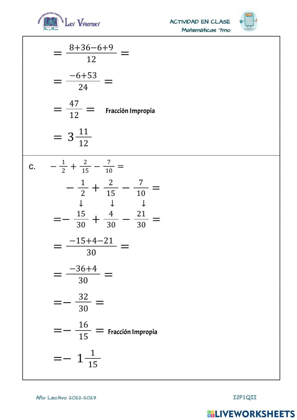 Suma de fracciones heterogéneas