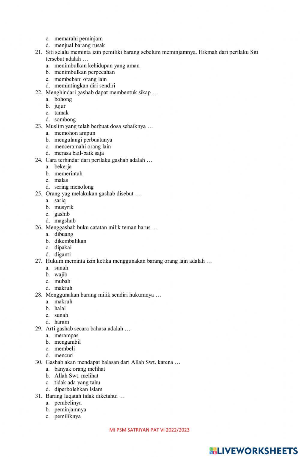 Pat fikih 6 2023 2024