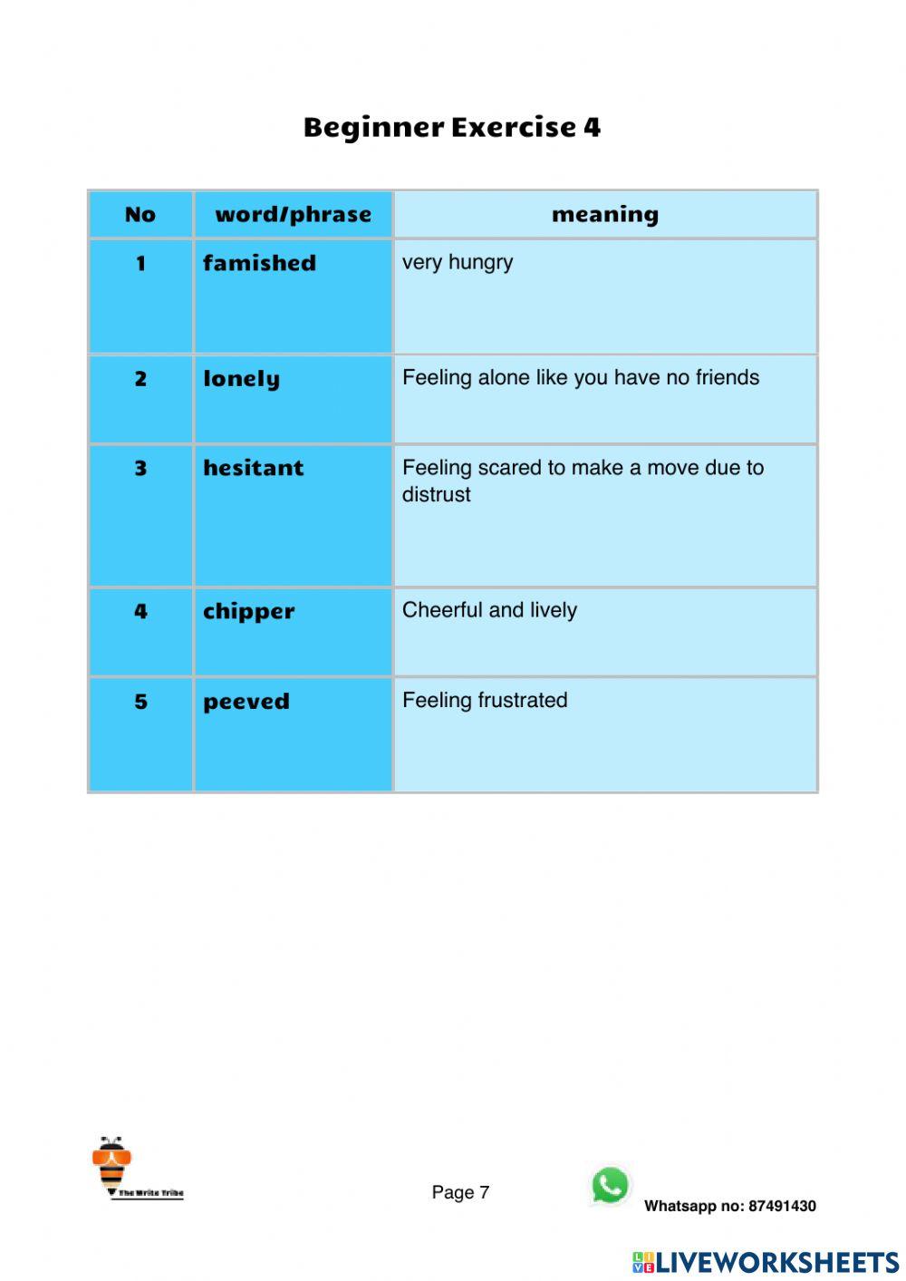 Ultimate Emotional Adjectives Beginner Exercise 1