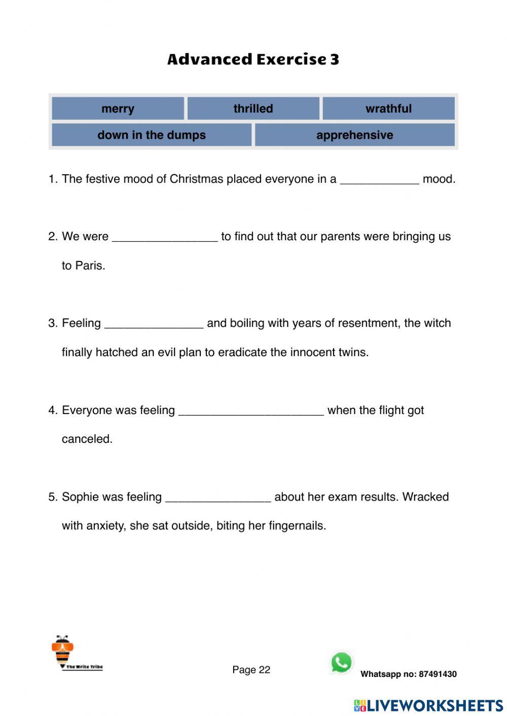 Ultimate Emotional Adjectives Advanced Exercise