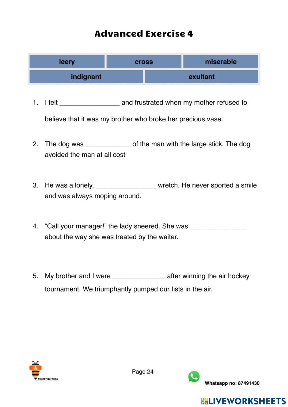 Ultimate Emotional Adjectives Advanced Exercise