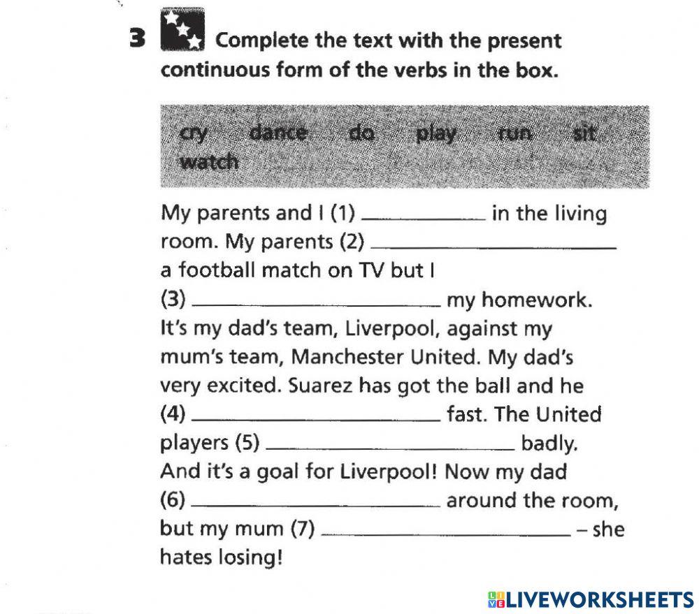 Present Continuous Tense gap filling by Teacher Kasim