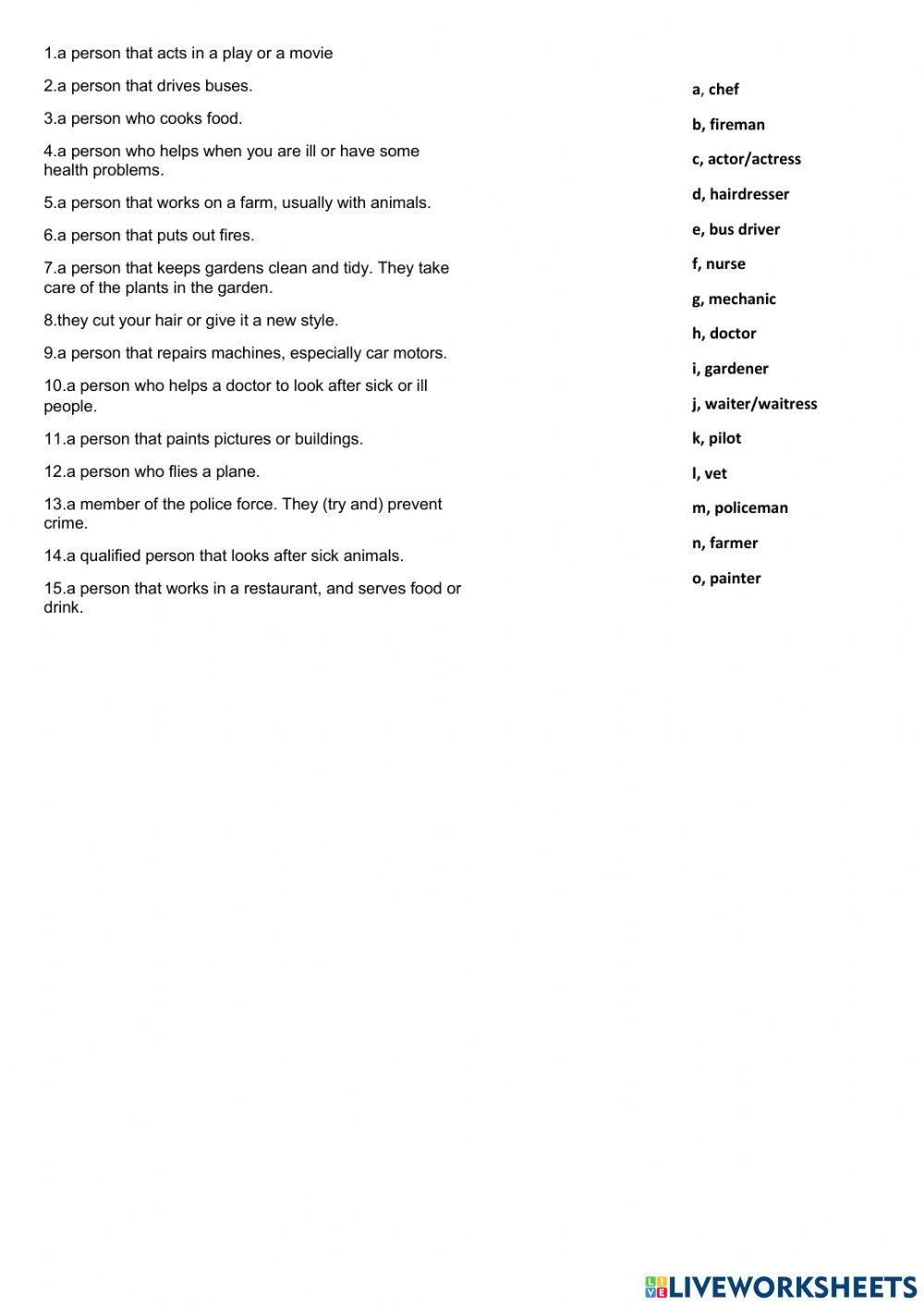 Jobs-occupations and definitions