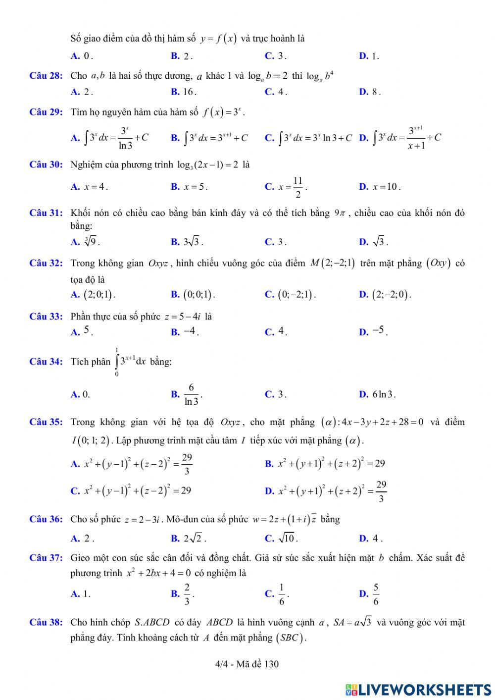 TNTHPT-MĐ-67-Đề ôn tập số 130