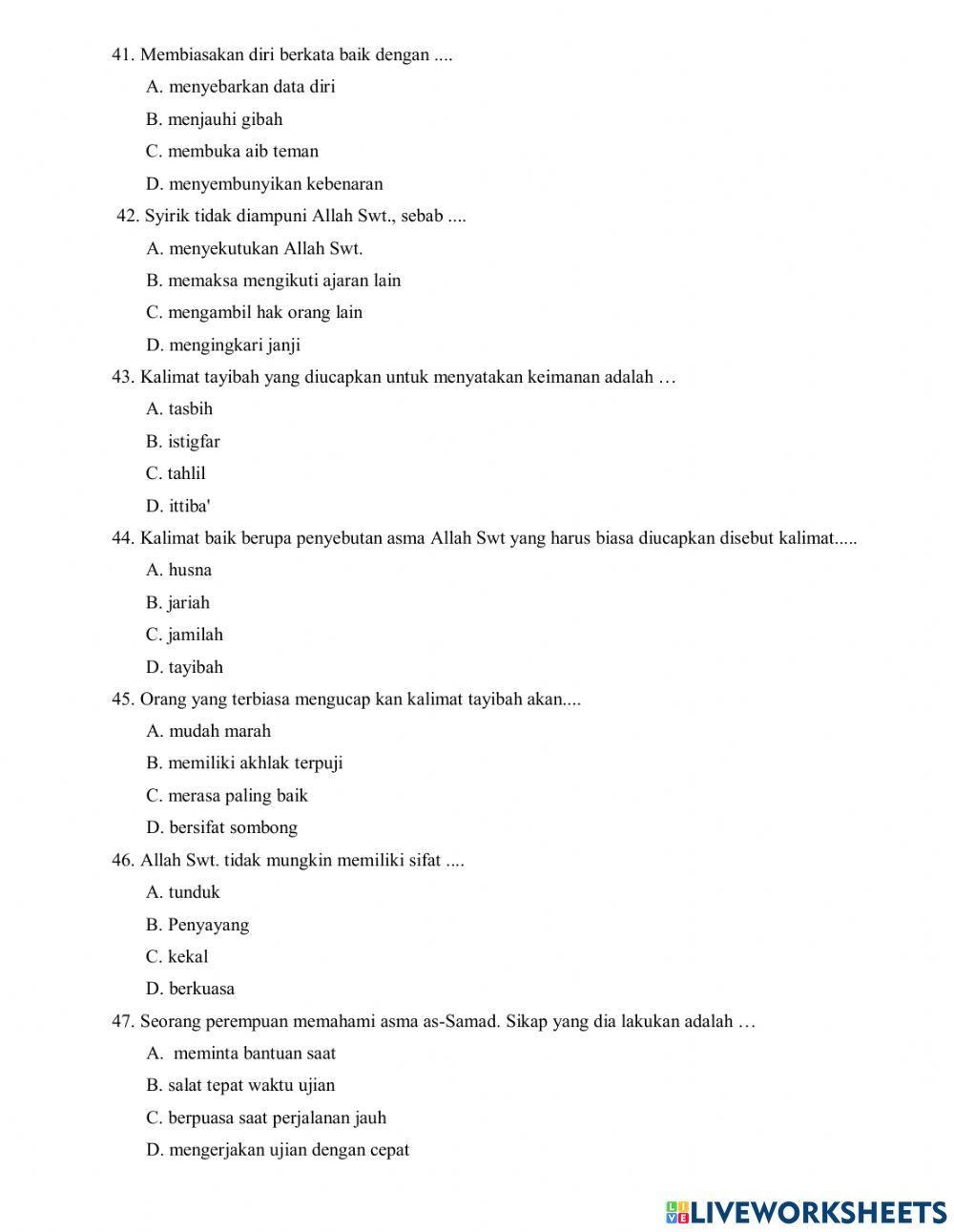 Pat 6  akidah akhlak 2023