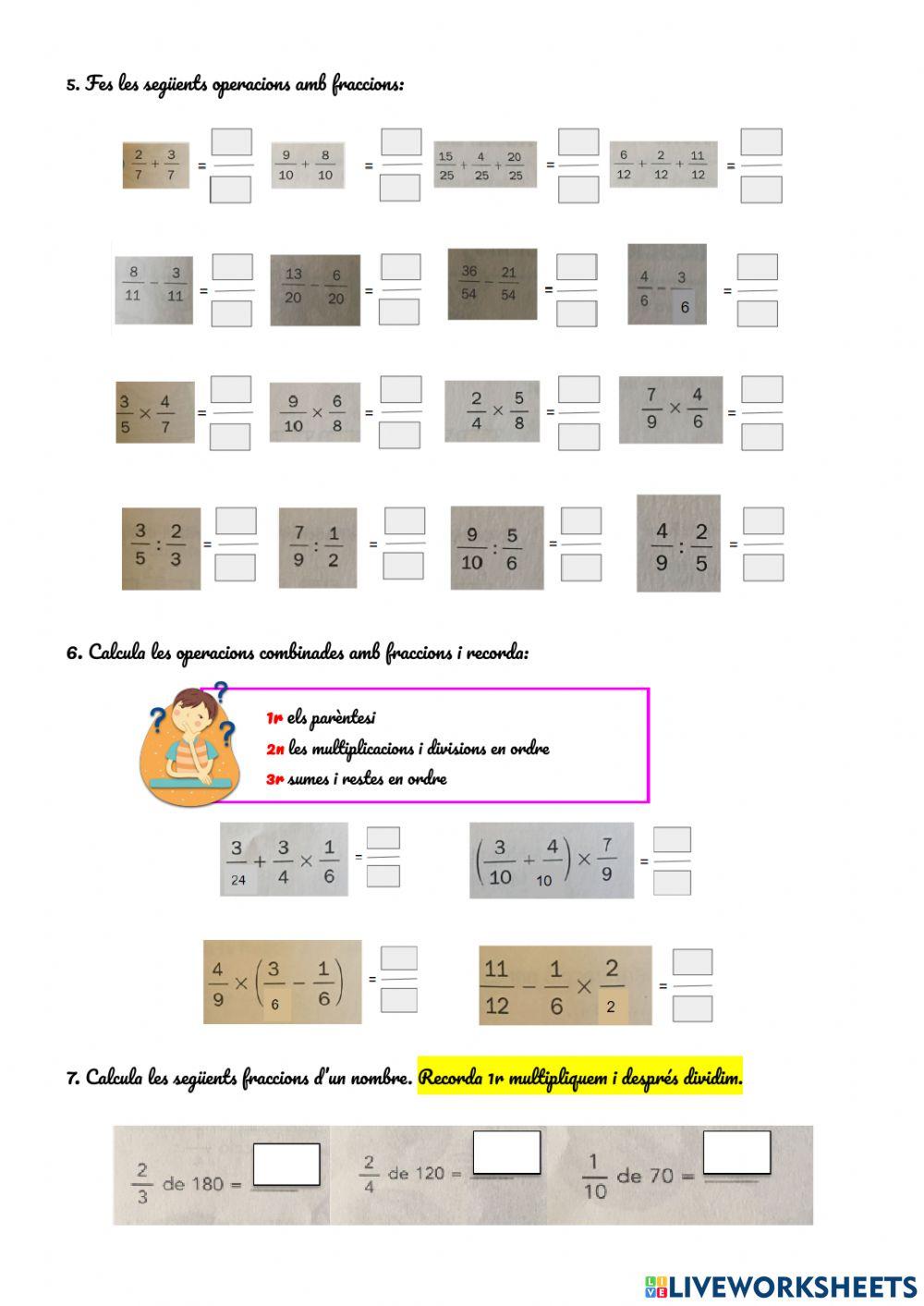 Múltiples, divisors i operacions amb fraccions